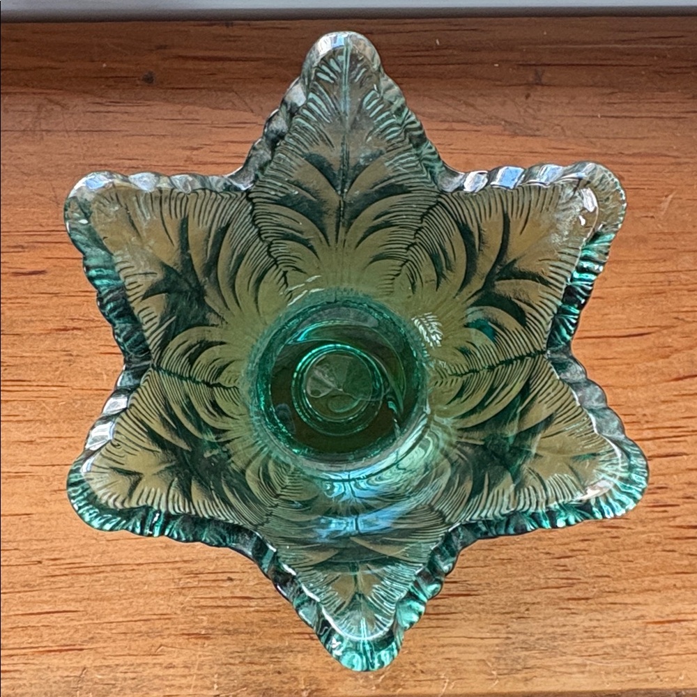 Vintage Fenton Glass Sea Mist Green Two Way Candle Holder - Picture 7 of 7